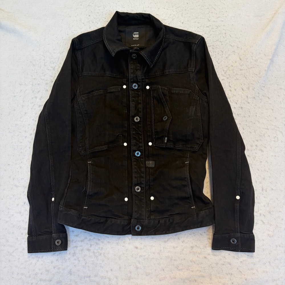 G-Star Raw Denim Jacket Mens Size M Black Slim Fit D15764-B479-A814